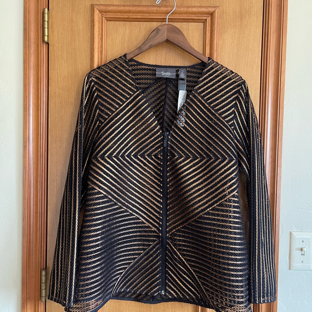 NWT Womens Gold Metallic and Black Jacket.